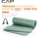 CAP Barbell High Density Exercise Yoga Mat with strap and Knee Pad 71"x24"x1/2" Sage Green
