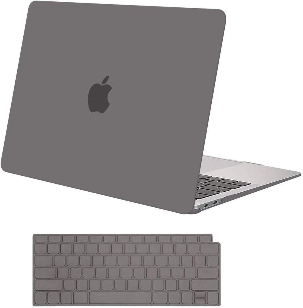 MOSISO Compatible with MacBook Air 13 inch Case M1 2021 2020 2019 2018 Release A2337 A2179 A1932 Touch ID, Plastic Hard Shell Cover&Keyboard Cover for MacBook Air 13.3 inch Case M1, Gray