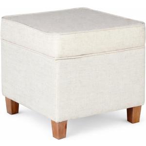 Homepop Home Decor | K7342-F2067 | Classic Square Storage Ottoman with Lift Off Lid | Ottoman with Storage for Living Room & Bedroom, Cream Woven, 17.5"D x 17.5"W x 16.5"H