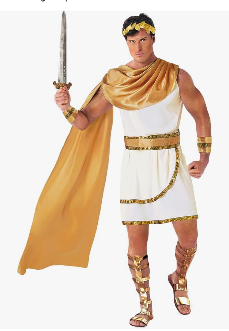 Morph Greek God Costume - Toga Roman Zeus Costume - Men's Greek Toga, L