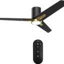 52 Inch Ceiling Fan with Lights, Modern 3-Blade DC Motor Fan with Remote Control, 3 Speeds, Dimmable LED, Reversible Motor, for Bedroom Living Room, Large