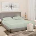 Split King Sheets Set - 100% Cotton, 1000 TC Egyptian Cotton, 5 Piece Set, 2 Fitted - 16" Deep Pocket, Sateen, Sage