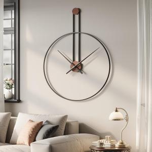 Cuspin 30 Inch Large Wall Clock for Living Room Decor, Modern Silent Non Ticking Battery Operated Wall Clocks, Rustic Minimalist Black Metal Frame Decorative Clock for Office, Bedroom, Dining Room
