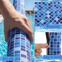 Geelin 2 Pcs Pool Handrail Covers 5.9 ft Neoprene Zippered Handrail Cover Slip Resistant Printed Rail Grip Covers for Swimming Pool Handrailing(Blue Mosaic Tiles Style)