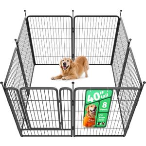 FXW Rollick Unleashed Dog Playpen for Indoor, Yard, RV Camping, 40 inch 8 Panels for Medium and Large Dogs, Black, Patented