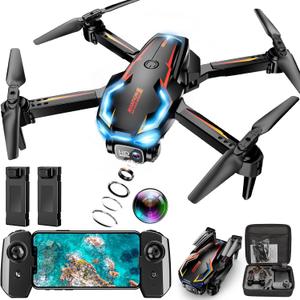 Drone with Camera for Adults, 2K HD FPV Drones with Upgrade Altitude Hold, One-Key Take Off/Landing, Speed Adjustment, Headless Mode, 2 Batteries, Toys Gifts for Teen Boys Girls, Beginner (BlackOrbage)