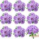 8 Pack Purple Peonies Artificial Flowers, Fake Silk Hydrangea Bouquet for Bridal Wedding Home Table Decor Reusable Dining Opening Ceremony Birthday Arrangement Faux Floral