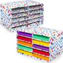 2 Pcs Confetti Classroom Paper Storage Organizer 19x12 Construction Paper Storage Desktop Mailbox File Sorter Sturdy Cardboard Literature Organizer for Home Office School