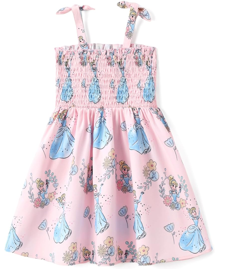 Disney Princess Frozen Elsa Minnie Mouse Stitch Toddler Girl Romper With Skirt Overlay Summer Jumpsuit with Bow 4-5Years (Pink)