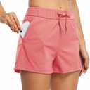 Willit Women's Shorts Hiking Athletic Shorts Yoga Lounge Active Workout Running Shorts Comfy Casual with Pockets 2.5", Pink, Medium