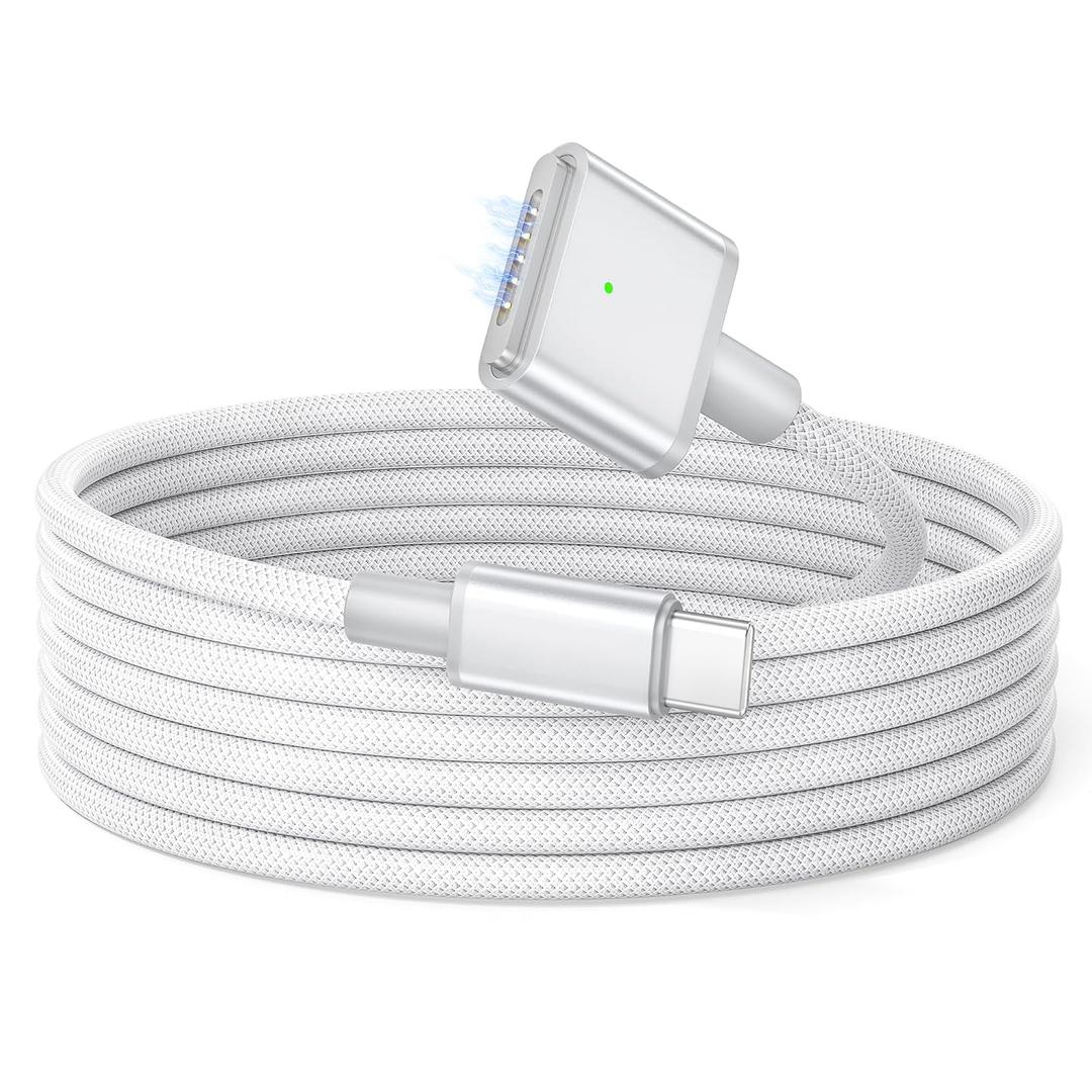 Basesailor USB C to Magnetic 3 Charger Cable 10FT/3M,140W USBC Mag 3 Fast Charging Cord for MacBook Air (13" 15" M4 2025,M3 2024,M2 2022 2023),Pro (16" 14" M4 Pro Max,M3 2024,M2 2023,M1 2021),Safe (Silver)
