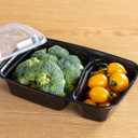 Professional 32oz Meal Prep Containers - 50-Pack (100 Pcs) 2-Compartment with Lids, Secure Seal, Microwave/Freezer/Dishwasher Safe - Bulk Black Food Storage