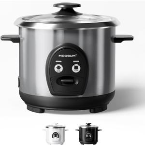 3-Cup Uncooked Rice Cooker Small, Stainless Steel Non-Toxic Inner Pot, One-Touch Multifunction for Rice/Saut/Yogurt, Dishwasher Safe, 1-3 People Size, Silver