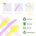 180 Pieces Pastel Plastic Silverware Heavy Duty Plastic Cutlery Set Heavyweight Disposable Utensils Includes Spoons Forks Knives for Birthday Wedding Party Dinner, Macaron Colors