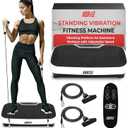 Hurtle Fitness Vibration Platform Machine - Home Gym Whole Body Shaker Exercise Machine Workout Trainer Fast Weight Loss w/Resistance Bands Easy Carry Wheel Remote Adjustable Speed