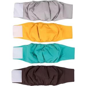 4 Pack Washable Male Dog Diapers Reusable Belly Bands - Quick-Absorbing, Leakproof, Outdoor Training & Senior Dogs | Fits Small, Medium, Large Breeds(S) (S(12.60-16.14"))