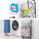 3 Tier Rolling Laundry Hamper with 3 Removable Wire Basket, Metal Sorter Storage Trolley Shelf Basket with Wheel, Tall Clothes Laundry Basket bin with Wheels-Black