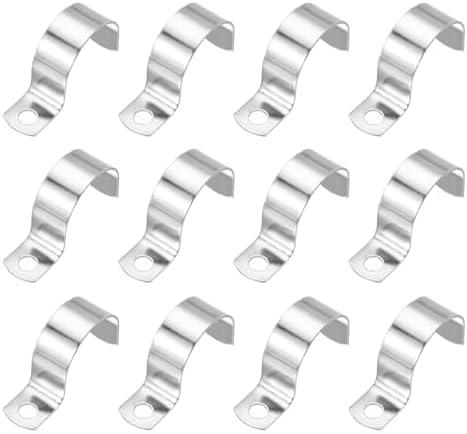 PATIKIL 1-3/8" (35mm) Rigid Pipe Strap, 12 Pcs 304 Stainless Steel Conduit Clamp 1 Hole Thicken U Bracket Pipe Clamp Tube Strap for Pipe Cable Wire Fixing