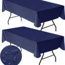 Waterproof Vinyl Tablecloth with Flannel Backing 2 Pcs 60x120 In Navy