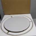 5 Light Semi Flush Mount Close to Ceiling Light Fixture, Cream Linen Fabric Shade, Brushed Bronze Finish 24 inch for Bedroom, Living Room, Dining Room, Hallway (Gold 2 Tier)