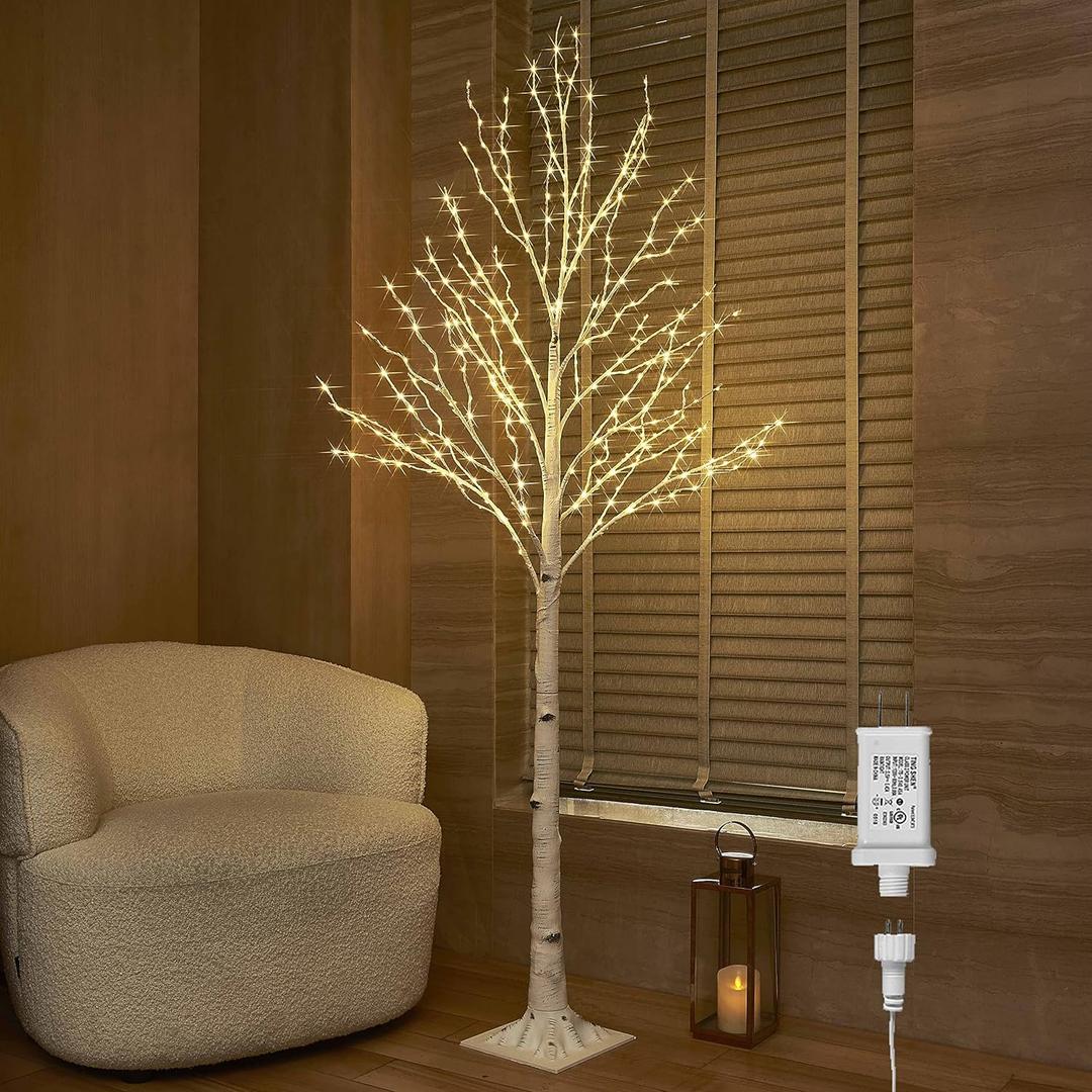 BAOLITVINE Lighted Birch Tree Plug in 330 Fairy Lights 6FT, White Tree with Lights for Indoor Outdoor Home Room Christmjas Easter Decoration (6FT Birch)