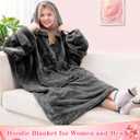 Waitu Wearable Blanket Sweatshirt Gifts for Women and Men, Warm and Cozy Giant Blanket Hoodie, Thick Flannel Blanket with Sleeves and Giant Pocket - Dark Gray- Adult