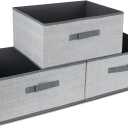 DAYARD Fabric Bins [3-Pack], Foldable Cube Baskets Storage Boxes for Shelves, Closet, Bookshelf, Nursery Organizer Containers, 16 x 11 x 8 inch Grey
