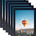 JCJMY 6x9 Picture Frame Set of 6 Black for Wall Hanging or Tabletop- Wall Mounting Horizontally or Vertically, 6 x 9 Wall Gallery Poster Photo Frames for 6 by 9 Photo,6 Pack, Black
