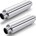 Relaxweex 2 Pcs 2.5" Inlet Exhaust Resonator, 2.5" Inlet 2.5" Outlet 19" Overall Length Muffler Resonator Stainless Steel(Silver)