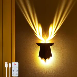 Deer Night Light with Remote, Antler Wall Lights Battery Operated, 3 Dimmable Modes & 3 Timer Settings, Magnetic Wall-Mounted Rechargeable Lamp for Bedroom, Living Room, Corridor, Restaurants