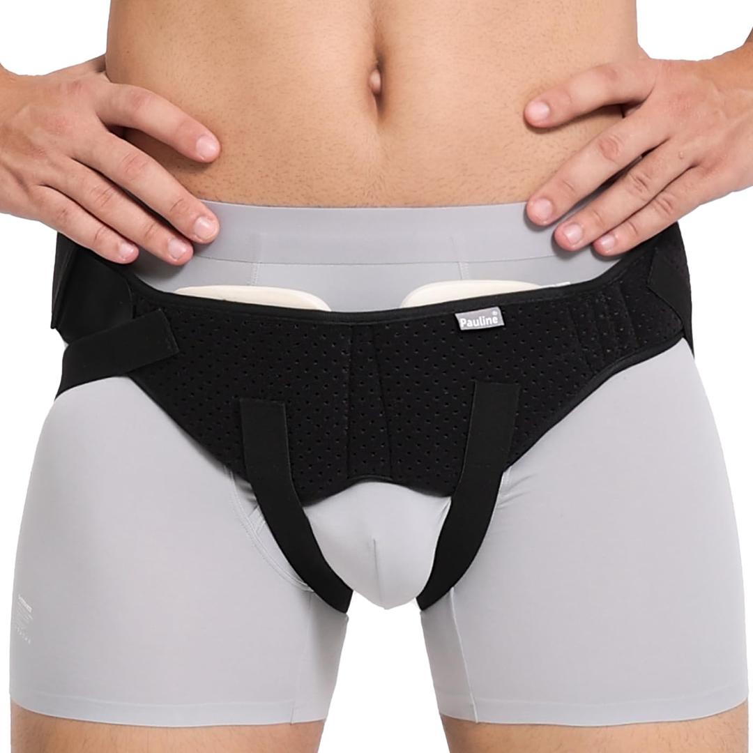 Inguinal Hernia Belt for Single/Double Hernia Support, Groin Hernia Truss for Men & Women Pain Relief with 2 Removable Compression Pads - Soft, Skin-friendly Fabric (Size M)