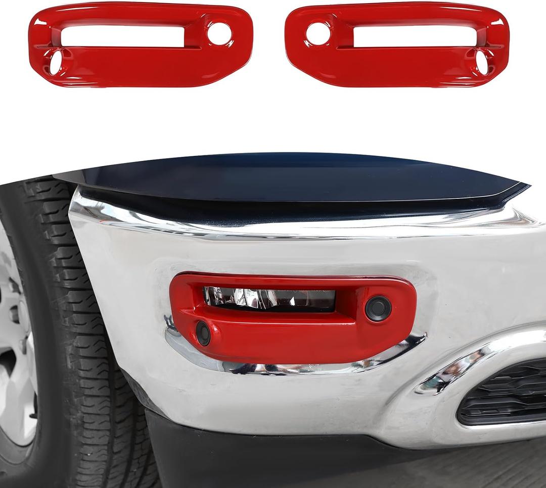 For RAM Front Fog Light Cover Trim Fit for RAM 2018-Present Red Exterior Accessories 2pcs