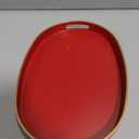 Spsyrine Red Plastic Serving Tray for Ottoman, Coffee Table, Oval Decorative Tray for Entertaining, Outdoor, Living Room, Home Decor