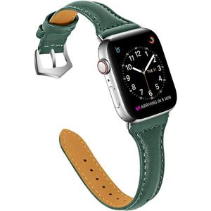 OULUCCI Leather Bands Compatible Apple Watch Bands For Women 38mm 40mm 41mm 42mm 44mm 45mm 46mm 49mm, Top Grain Leather Band Replacement Strap for iWatch Ultra SE SE2 Series 11 10 9 8 7 6 5 4 3 2 1 (Pin green)