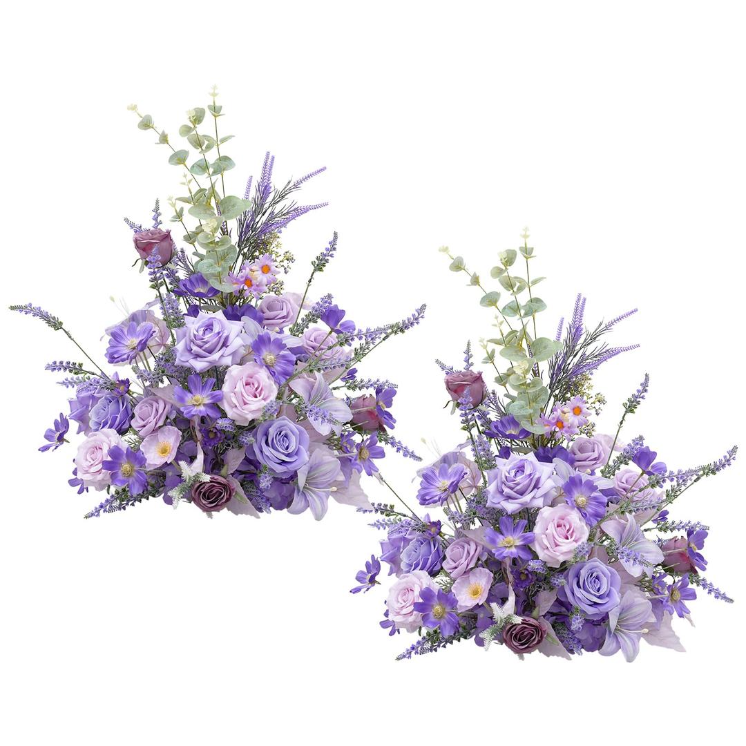 Angela flower 2pcs Purple Free Standing Flowers Ball Bouquet Artificial Rose Arrangements Balls for Wedding Centerpieces Tables Chair Aisle Runner Flowers Decorations