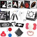 URMYWO 10 Pcs High Contrast Black and White Baby Toys for Newborn, Tummy Time Mirror, Rattle, Teether, Visual Stimulation Learning Cards, Sensory Toys for 0-6 Months, Baby Boy Girl Gift