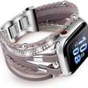 Compatible with Apple Watch Band 40mm Women, Boho Bracelet for Apple Watch Bands 42mm 41mm 38mm Series 11 10 9 8 7, Multi Wrap Strap Leather for iWatch Bands 6 5 4 3 2 1 SE (style1-Silver White)