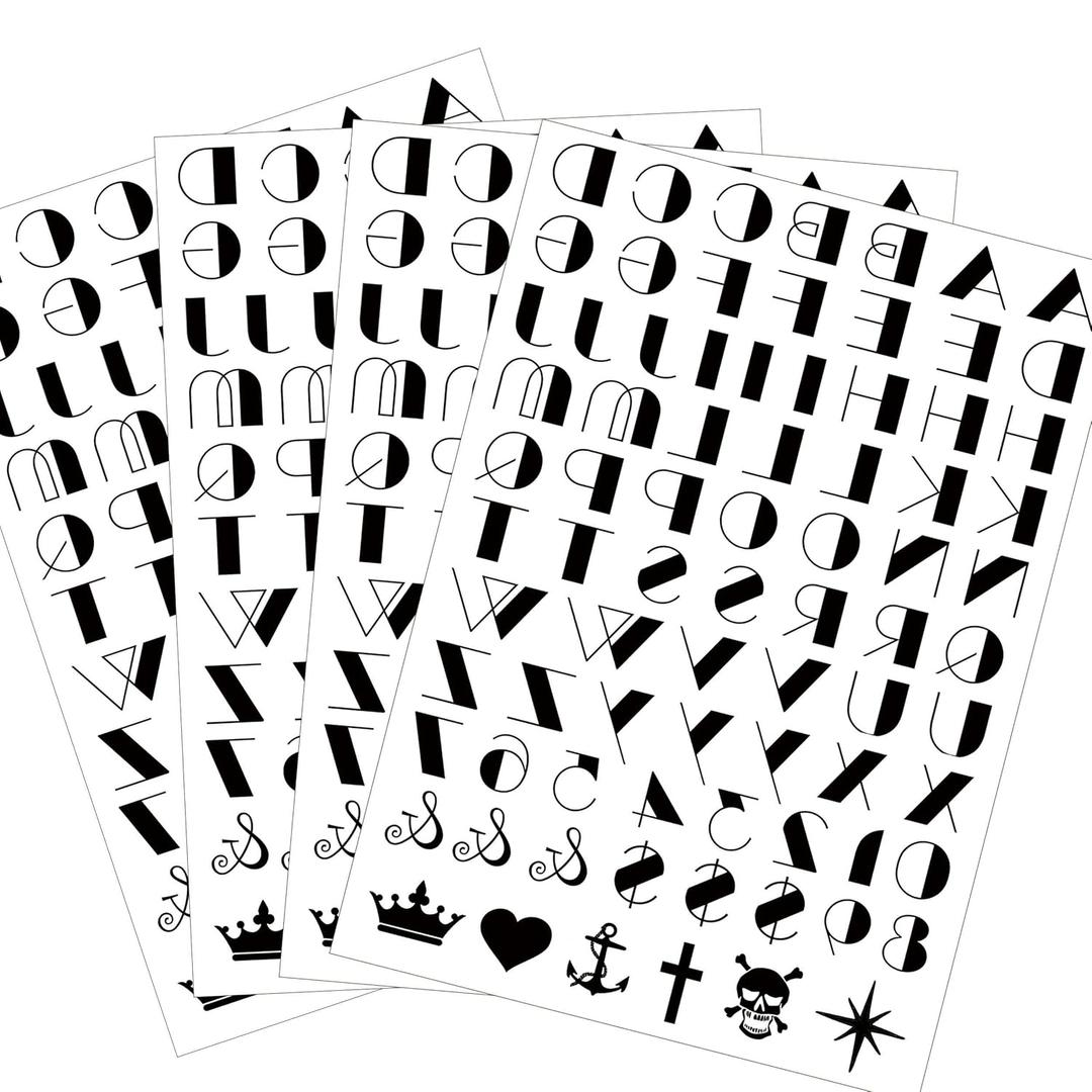 2 x Fake Letters Finger Tattoos4-Sheet 26 English Words Temporary Tattoos for Finger Hand Face