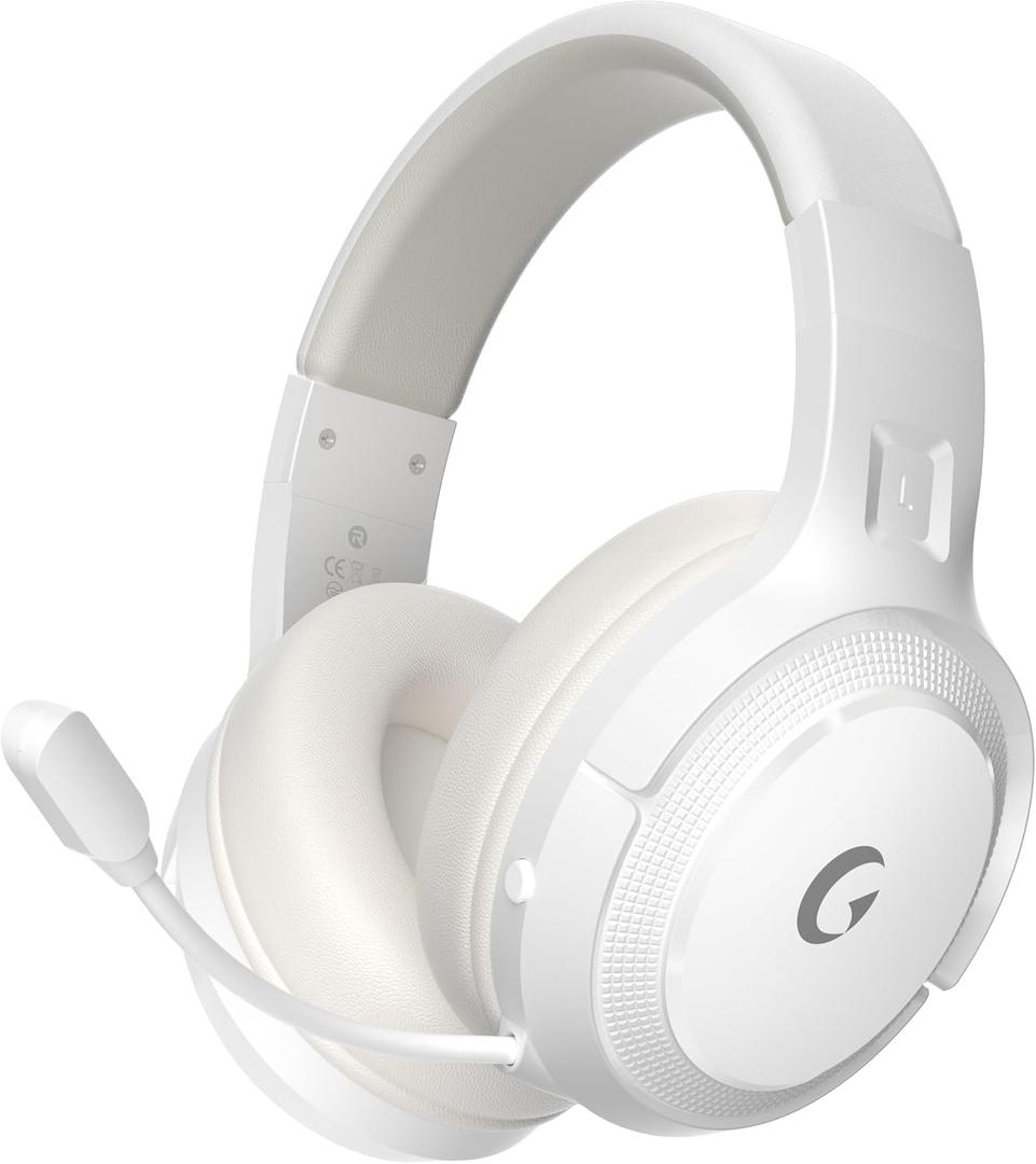AOC Wireless Gaming Headset for PS5, PS4,PC, 2.4GHz Gaming Headphones | Bluetooth 5.3, 360 Noise Cancelling Mic, 20ms Low-Latency, 50+Hr Battery, 53mm Speaker, 3D Surround Sound, Type-C- White