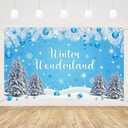 MEHOFOND Winter Wonderland Party Backdrop Winter Snowflakes Baby Shower Background Party Decorations Winter Snow Birthday Wonderland Christmas Photography Banner 5.9x3.6ft