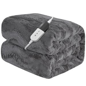 VIPBED Heated Blanket Twin Size, Warm Soft Faux Rabbit Fur Electric Blanket with 6 Heating Levels & 10 Hours Auto-Off, Fast Heating & Over-Heat Protection, Machine Washable - Grey, 62”x 84”