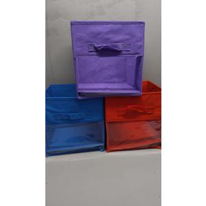11 Inch Storage Bins with Clear Window pack of 3, Blue , Red , Purple.