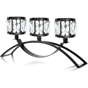 Black 3-Arm Crystal Candle Holders Arched - Elegant Tabletop Candelabra Centerpiece for Weddings, Dining Room Decor, Modern Home & Cabinet Display Housewarming Black 3-Arm Crystal Candle Holders Arched - Elegant Tabletop Candelabra Centerpiece for Weddings, Dining Room Decor, Modern Home & Cabinet Display Housewarming