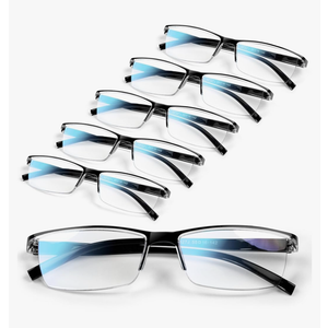 6 pack Executive Style Reading Glasses Men - Durable Readers with 99% Blue Light Blocking - Comfortable Fit with TR90 Frames