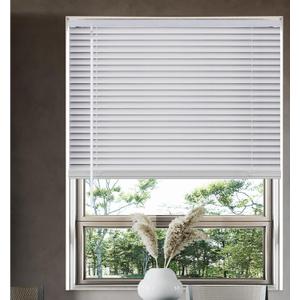 38" White Cordless Light Filtering Window Blinds, Horizontal Vinyl Mini Blinds/Shades, 1" Slats, Easy Install