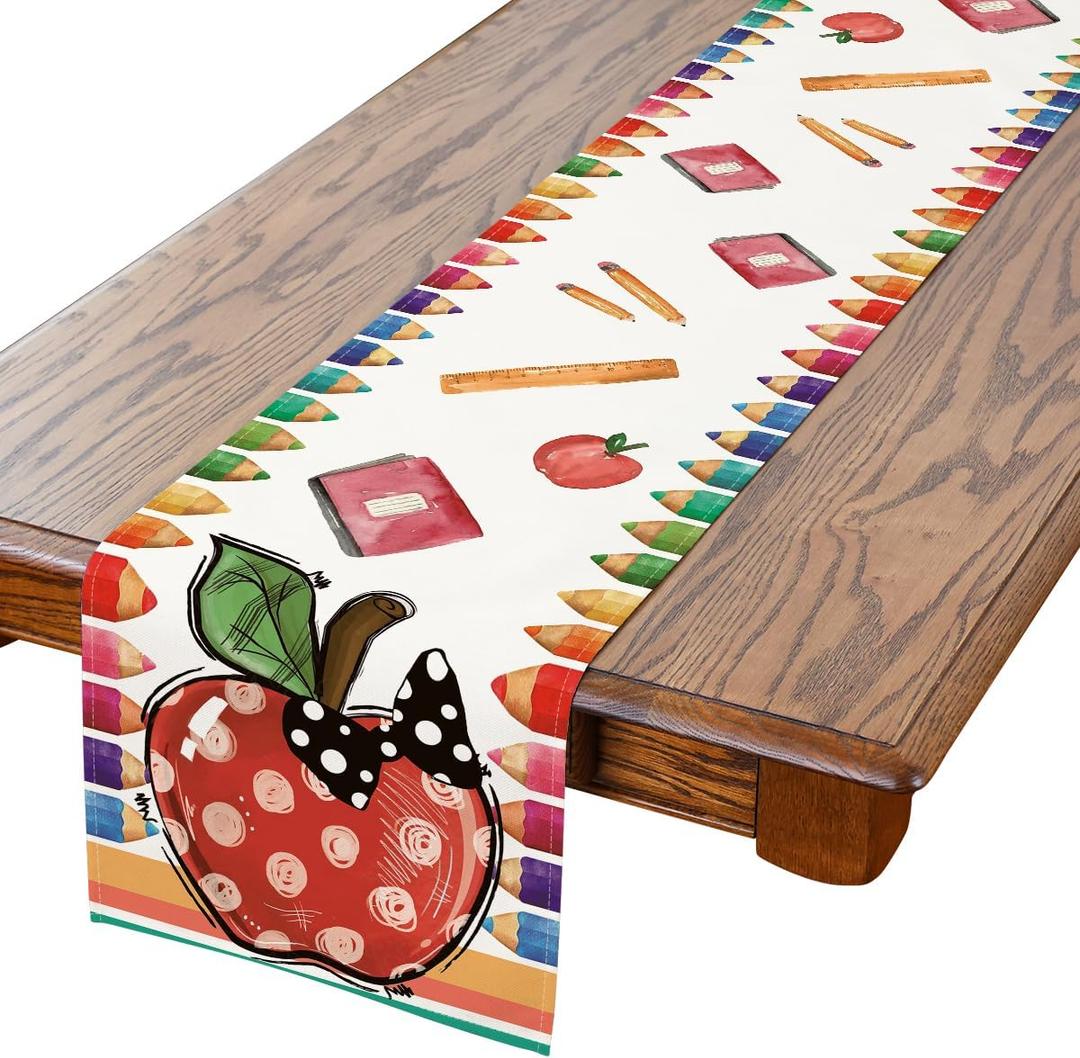 Siilues Back to School Decorations, Colorful Crayons Table Runners 72 Inches Long Back to School Table Runner for Indoor Outdoor Classroom Decor Dining Table Party Decorations (13" x 72") Siilues Back to School Decorations, Colorful Crayons Table Runners 72 Inches Long Back to School Table Runner for Indoor Outdoor Classroom Decor Dining Table Party Decorations (13" x 72")