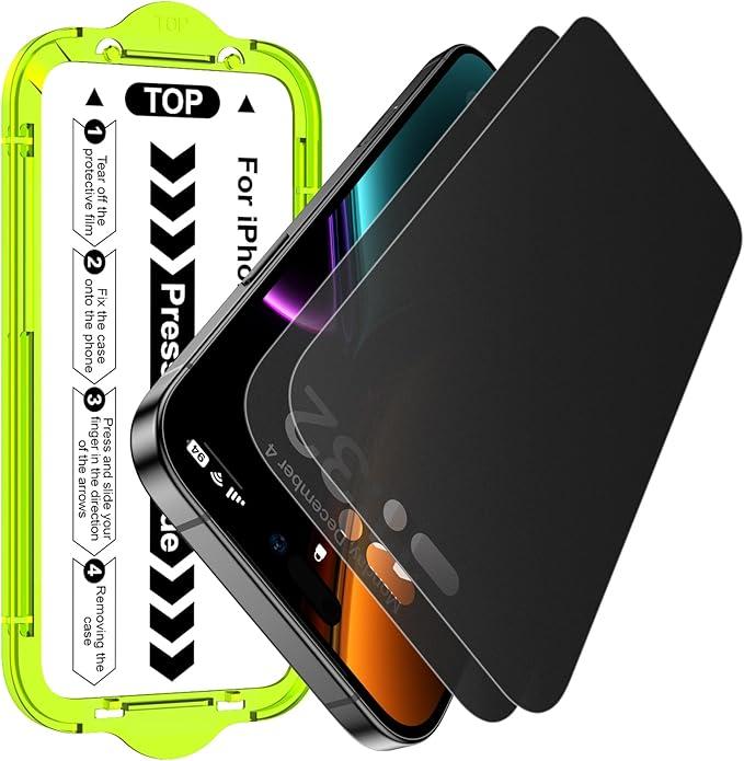 Esanik 2Pack for iPhone 17 Pro Matte Privacy Glass Screen Protector, AntiGlare & AntiSpy,AntiReflection, Smooth as Silk, MilitaryGrade 9H Hardness,Flawless Fit Tray