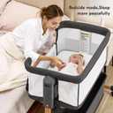 Baby Bassinet Bedside Sleeper,3-in-1 Rocking Bassinet for Baby with 6-Level Height Adjustable, 4 Wheels & Breathable Mesh Walls, Portable Bedside Crib with Mattress for Newborn