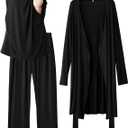 Rnxrbb Nursing Pajamas Robe Set for Women Breastfeeding Postpartum Pajama Gown for Hospital Maternity Pj 3 PCS Large