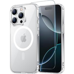 Temdan for iPhone 16 Pro Case Clear, Compatible with Magsafe, Anti-Yellowing, Military-Grade Protection, Shockproof Slim Magnetic Phone Case Cover, Transparent